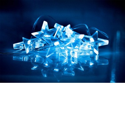 10xLED hvězdy modré na baterie 2xAA 1,5V VÝPRODEJ Vánoční osvětlení vnitřní na stromeček 10xLED, hvězdy, modrá, délka svítící části 1,5m, rozteč hvězdiček 15cm, svítí stále, napájení 2xAA baterie 1,5V, kabel tra
