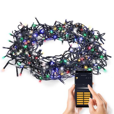 Chain LED 120x RGB+ 120x WW smart Tuya, 12m VÝPRODEJ Venkovní vánoční řetěz, 120 LED RGB +120 LED  teplá 6W,  fce svítí, nebo mění barvy, ovl smart telefon Tuya, WiFi, 230V, IP44, napájecí adapter IP20, svítící část l=12m, přívod 5m