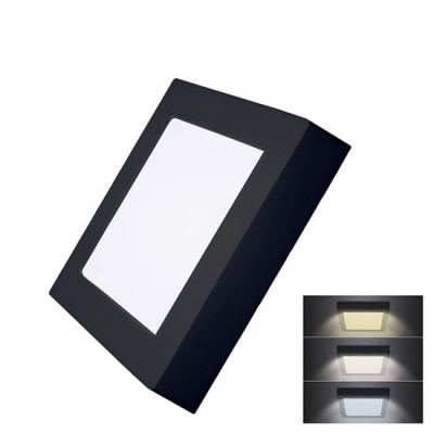 LED mini panel Stropní přisazené svítidlo, těleso hliník, povrch černá, difuzor plast opál, LED 24W, 1800lm, CCT přepínatelná teplota teplá 3000K, neutrální 4000K, denní 6000K, 230V, IP20, rozměry 300x300mm