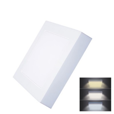 LED mini panel Stropní přisazené svítidlo, těleso hliník, povrch bílá, nebo řerná, difuzor plast opál, LED 12W/900lm, 18W/1530lm, 24W/1800lm, CCT přepínatelná teplota teplá 3000K, neutrální 4000K, denní 6000K, 230V, IP20, rozměry dle typu.
