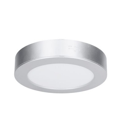 LED mini panel Stropní přisazené/podhledové svítidlo, kruhové, těleso plast stříbrná, difuzor plast opál, LED 18W, 1530lm, přepín. CCT  teplá 3000K-denní 6000K, vyzař úhel 160°, 230V, IP54, d=225mm, h=29mm.