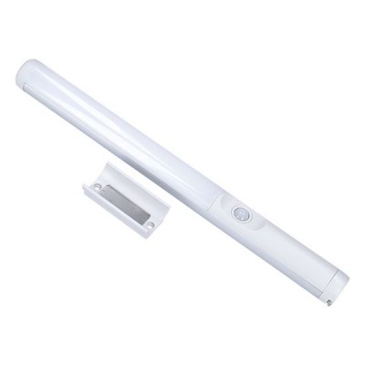 WL912 Svítidlo s PIR senzorem pohybu pro osvětlení skříně, základna kov, povrch bílá, difuzor plast opál, LED 2,5W, 200lm, teplá 3000K, baterie 3,7V, IP20, rozměry l=310mm, nabíjení USB-C.