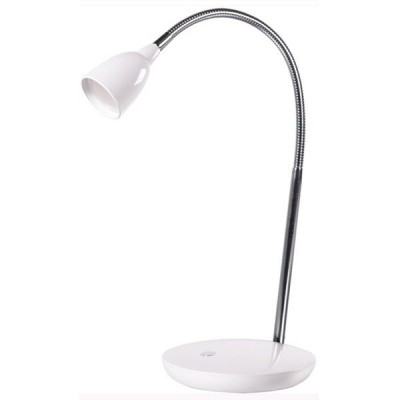 LED LAMP Stolní lampa, flexibilní rameno, husí krk, nastav směr svícení, materiál kov/plast, povrch chrom/bílá, černá, LED 2,5W, 170lm, teplá 3000K, 230V, IP20, tř.1, rozměry 410x160mm, podstavec vč vypínače/uchycení pomocí klipu
