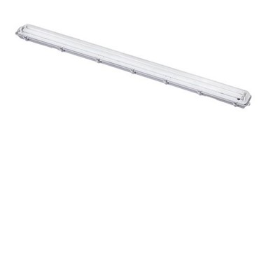 WO513-1 Stropní průmyslové prachotěsné svítidlo, těleso kov šedá, krycí plast čirý, pro LED zářivku 2x150cm, T8/G13, 230V, IP65, rozměry 102x76mm, l=1562mm, LED zářivku SAMOSTANĚ, jednostranné zapojení
