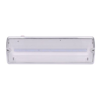 LED nouzové Nouzové svítidlo, výdrž baterie NiCd >3h, těleso plast, povrch bílá, kryt plast čirý, LED 3,2W, 175lm, 230V, IP20, tř.1, rozměry 352x110x67mm.