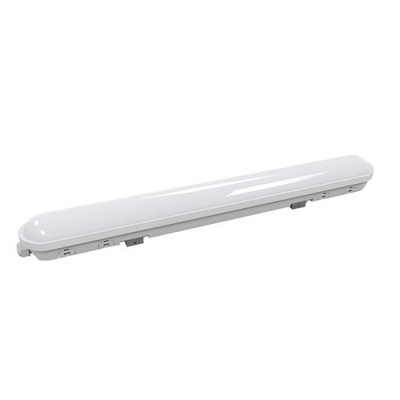 LED prachotěsné Stropní, průmyslové, prachotěsné svítidlo, těleso plast, povrch šedá, difuzor plast opál, LED 38W, 4180lm, neutrální 4000K, Ra80, 230V, IP65, rozměry 1180x70x60mm.