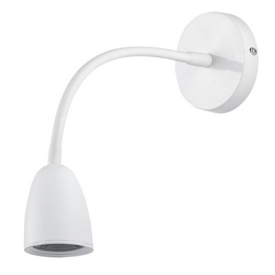 WO54-W Nástěnné svítidlo, těleso plast bílá, flexi rameno, LED 4W, 280lm, teplá 3000K, stmívání 3 stupňové, 230V, IP20, rozměry základna 120x300x75mm, vypínač na kabelu.