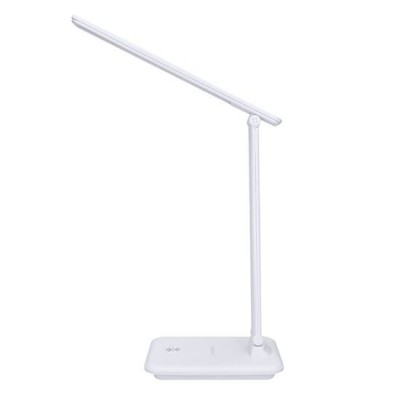 WO64-W Stolní lampa, vyklápěcí rameno, těleso plast, povrch imitace kůže bílá, LED 10W, 490lm, CCT nastav teplota 3000K-6000K, stmív., 230V, IP20, 330x120x300mm