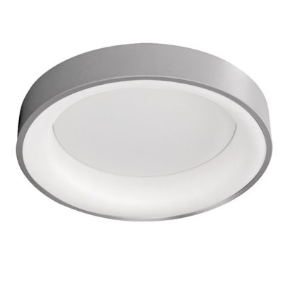 TREVISO Stropní přisazené svítidlo, těleso kov, povrch šedá,  LED 48W, 2880lm, dálk. ovl. CCT přepínatelná teplota teplá 3000K, neutrální 4000K, denní 6500K, stmív, 230V, Ra80, IP20, d=450mm, h=10