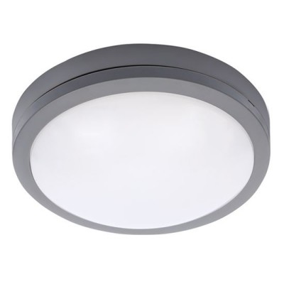 SIENA Stropní venkovní svítidlo, těleso plast bílá/šedá, difuzor plast opál, LED 20W, 1500lm, neutrální 4000K, Ra80, 230V, IP54, rozměry d=230mm, h=73mm.