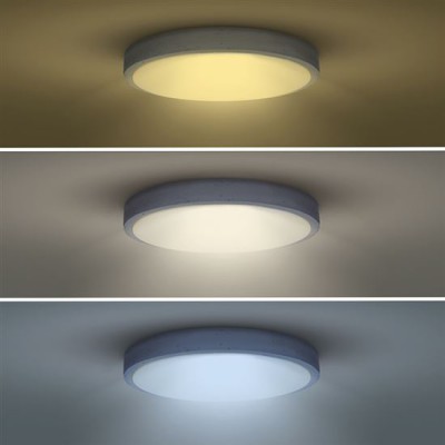 GREY Stropní svítidlo, těleso kov, povrch imitace beton, dif plast opál, LED 48W/60W, dálk ovl. (součástí) lze nastavit CCT teplá 3000K - denní 6500K, stmív, 230V, IP20, rozměry dle typu.