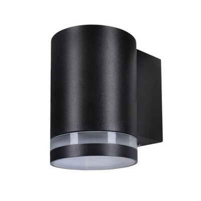POTENZA Nástěnné venkovní svítidlo, materiál hliník, povrch černá, difuzor plast opál, pro žárovku 1x30W, GU10, 230V, IP54, rozměry d=75mm, h=110mm, svítí dolů.