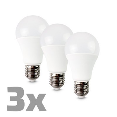 LED žárovka E27 A60 12W 980lm teplá 3000K ECO VÝPRODEJ 3ks - Světelný zdroj LED žárovka, hliník, bílá, difuzor plast opál, LED 12W, E27, A60, 980lm,  teplá 3000K, Ra80, vyzař. Úhel. 270°, stř. živ. 20.000h, 230V, d=60mm, l=111mm, cena za balení