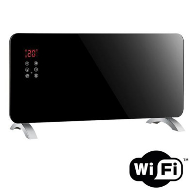 KP01WiFi Elektrický přímotopný radiátor, konvektor, sklokeramický, černá, 2000W, termostat 5°C až 40°C, smart TUYA WiFi, denní a týdenní časovač, display, 230V, IP24, 920x240x430mm