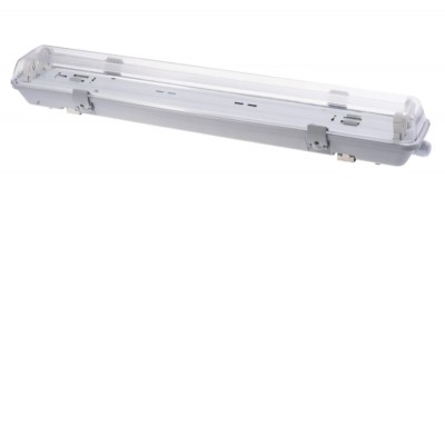 KAPAL Průmyslové svítidlo prachotěsné, těleso plast bílá, kryt plast čirý, pro 2x LED zářivku T8/G13,  l=600mm/l=1500mm, 230V, IP65, rozměry dle typu, LED trubice SAMOSTATNĚ, jednostranné zapojení