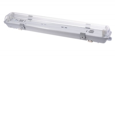 KAPAL 2x120 G13, IP65 Průmyslové svítidlo prachotěsné, těleso plast bílá, kryt plast čirý, pro 2x LED zářivky T8/G13,  l=1200mm, 230V, IP65, rozměry 1265x105x85mm, LED trubice SAMOSTATNĚ, jednostranné zapojení
