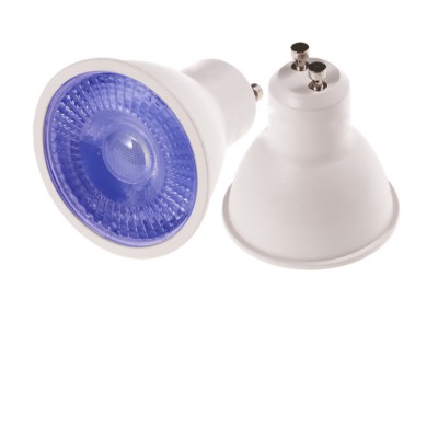 LED GU10 RGB LED žárovka, těleso kov šedostříbrná, modrá, LED 3W, GU10, 230V, úhel svícení 60°, IP20