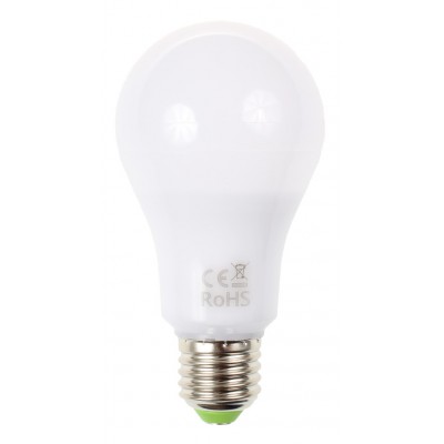 LED E27 LED žárovka, těleso kov šedostříbrná, difuzor plast opál, LED 12W, teplá 3000K/1000lm, nebo neutrální 4000K/1030lm, nebo denní 6500K/1050lm, E27, vyzař. úhel 280°, 230V, rozměry d=65mm, h=124mm