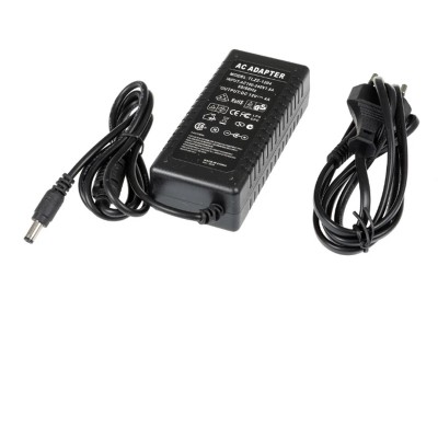 Síťový adaptér, 12V, 48W Síťový adaptér do zásuvky pro LED pásky, černá, vstup 230V, výstup 12V, 4A, 48W (trvale38W), IP20, konektor 5,5/2,1mm, rozměry 115x50x31mm, kabel l=1m, ochrana proti zkratu, přetížení, přehřátí