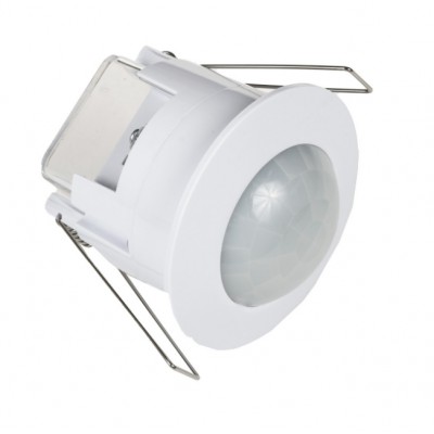 PIR R 180°/360°, IP20 PIR - Pohybové čidlo podhledové, senzor pohybu pro osvětlení, materiál plast, barva bílá, záběr 180°, dosah max 6m, čas sepnutí 10s-15min, 230V, 300W/1200W, IP20, tř.2, d=76mm, h=73mm.