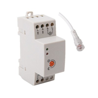 SS Soumrakový spínač do rozvaděče, s funkcí nočního útlumu, 1W, 20A, max. 350W LED, 2-100lx, 230V, IP65, rozměry 90x66x35mm, délka kabelu l=1000mm.