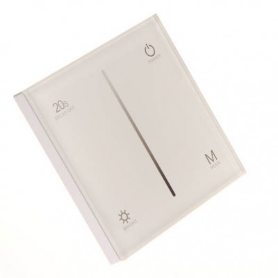 dimLED OV TRIAK Nástěnný RF bezdrátový jednokanálový ovladač TRIAC stmívač 0-100%, bílý, pro LED světelné zdroje 200W, 230V, IP20, 86x86x35mm, do KU68, párovat lze max 10 ext ovladačů a neomezeně přijímačů