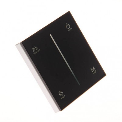 dimLED OV TRIAK Nástěnný RF bezdrátový jednokanálový ovladač TRIAC stmívač 0-100%, černý, pro LED světelné zdroje 200W, 230V, IP20, 86x86x35mm, do KU68, párovat lze max 10 ext ovladačů a neomezeně přijímačů