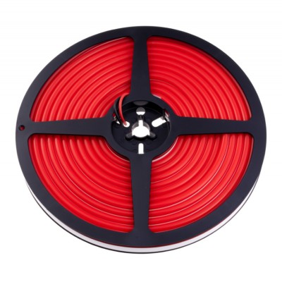 12NEON LED neon, těleso plast, 110LED/m, 10W/m, svítící červeně, Ra80, dělení po 9mm, vyzař úhel 240°, IP67, 12V, rozměry w=6mm, l=5000mm, cena za 1m.