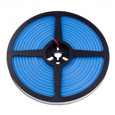 12NEON LED neon, těleso plast, 110LED/m, 10W/m, svítící modře, Ra80, dělení po 9mm, vyzař úhel 240°, IP67, 12V, rozměry w=6mm, l=5000mm, cena za 1m.