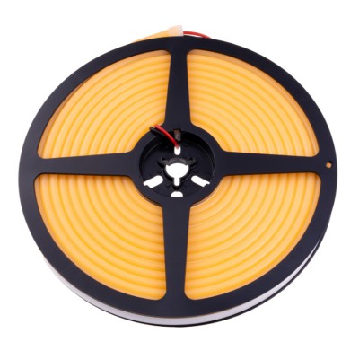 12NEON LED neon, těleso plast, 110LED/m, 10W/m, svítící žlutě, Ra80, dělení po 9mm, vyzař úhel 240°, IP67, 12V, rozměry w=6mm, l=5000mm, cena za 1m.