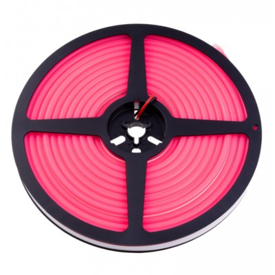 12NEON LED neon, těleso plast, 110LED/m, 10W/m, svítící růžově, Ra80, dělení po 9mm, vyzař úhel 240°, IP67, 12V, rozměry w=6mm, l=5000mm, cena za 1m.