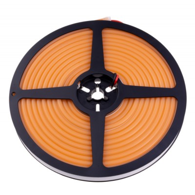 12NEON LED neon, těleso plast, 110LED/m, 10W/m, svítící oraznžově, Ra80, dělení po 9mm, vyzař úhel 240°, IP67, 12V, rozměry w=6mm, l=5000mm, cena za 1m.