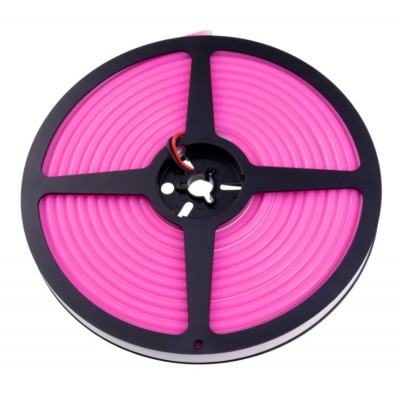 12NEON LED neon, těleso plast, 110LED/m, 10W/m, svítící červeno-růžově, Ra80, dělení po 9mm, vyzař úhel 240°, IP67, 12V, rozměry w=6mm, l=5000mm, cena za 1m.
