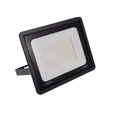 LEVE Venkovní svítidlo, reflektor plochý, nastav. směr svícení, těleso kov, povrch černá, krycí sklo čiré, LED 100W, denní 6500K, 10000lm, Ra80, 230V, IP65, rozměry 271x210x36mm.