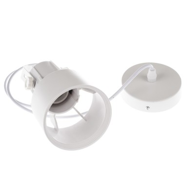 JET Závěsné svítidlo, těleso kov a plast, povrch bílá, pro žárovku 1x45W, E27, 230V, IP20, rozměry d=100mm, h=205mm, vč závěs kabelu l=800mm, lze zkrátit.