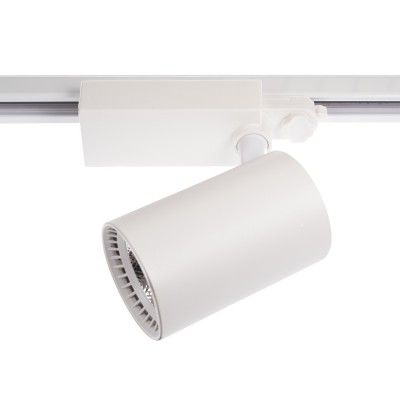 TORU 20W Bodové svítidlo, nastavitelný směr svícení hliník,  bílá, LED 20W, 1650lm, neutrální 4000K, vyzařovací úhel 24°, Ra80, 230V, IP20, rozměry d=90mm, l=140mm, vč. 3F adaptéru Nordic Aluminium