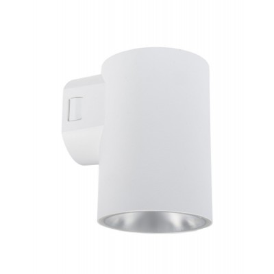 PITE Nástěnné venkovní bodové svítidlo, těleso plast bílá/černá, LED 9W, přepín. teplota CCT teplá 3000K, neutrální 4000K, denní 6500K, 900lm, Ra80, 230V, IP65, rozměry d=78mm, h=115mm, svítí dolů, nebo nahoru.