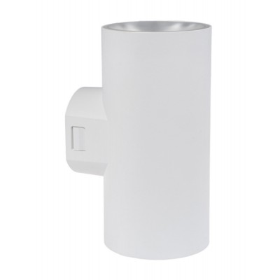 PITE Nástěnné venkovní bodové svítidlo, těleso plast bílá/černá, LED 18W, přepín. teplota CCT teplá 3000K, neutrální 4000K, denní 6500K, 1800lm, Ra80, 230V, IP65, rozměry d=78mm, h=162mm, svítí nahoru/dolů.