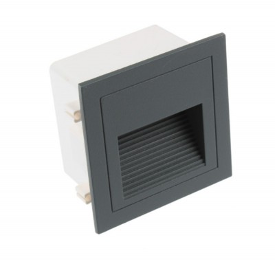 LOPEN Vestavné svítidlo do stěny, venkovní, těleso hliník, povrch šedá, denní 6000K, 280lm, 230V, IP65, rozměry 90x90x48mm, vč. instalačního boxu.