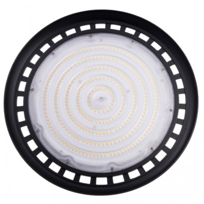DA5-UFO 2 Závěsné průmyslové svítidlo, těleso kov, povrch černá, krycí plast čirý, LED 200W, neutrální 4000K/29000lm, denní 6500K/30000lm, stmív. DALI, Ra80, vyzař. úhel 90°, 230V, IP65, rozměry d=347mm, h=116mm