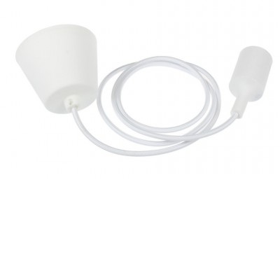 FOLE Závěsný kabel s objímkou, těleso plast bílá, pro žárovku 1x60W, E27. 230V, IP20, rozměry d=40mm, h=96mm, vč závěs kabelu l=1100mm lze zkrátit.