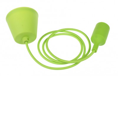 FOLE Závěsný kabel s objímkou, těleso plast zelená, pro žárovku 1x60W, E27. 230V, IP20, rozměry d=40mm, h=96mm, vč závěs kabelu l=1100mm lze zkrátit.