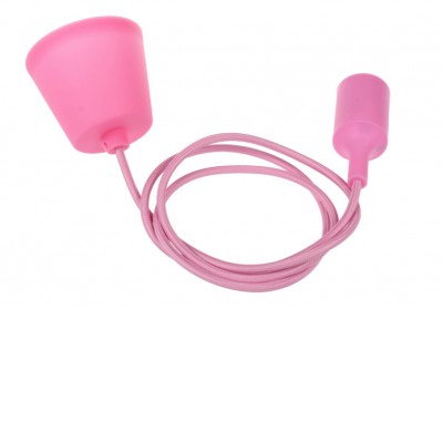FOLE Závěsný kabel s objímkou, těleso plast růžová, pro žárovku 1x60W, E27. 230V, IP20, rozměry d=40mm, h=96mm, vč závěs kabelu l=1100mm lze zkrátit.