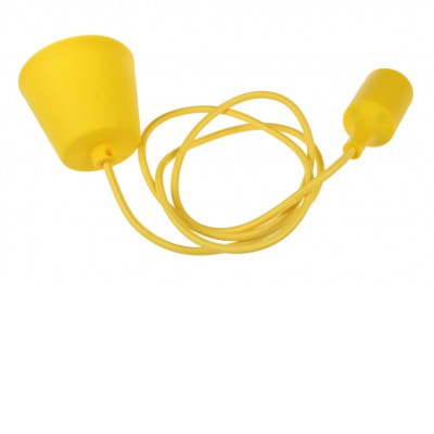 FOLE Závěsný kabel s objímkou, těleso plast žlutá, pro žárovku 1x60W, E27. 230V, IP20, rozměry d=40mm, h=96mm, vč závěs kabelu l=1100mm lze zkrátit.