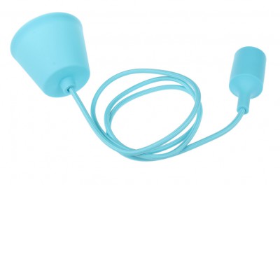 FOLE Závěsný kabel s objímkou, těleso plast modrá, pro žárovku 1x60W, E27. 230V, IP20, rozměry d=40mm, h=96mm, vč závěs kabelu l=1100mm lze zkrátit.