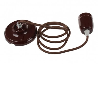 CERAMIC Závěsný kabel s objímkou, těleso keramika hnědá, pro žárovku 1x8W, E27. 230V, IP20, rozměry d=46mm, h=60mm, vč závěs kabelu l=1300mm lze zkrátit.