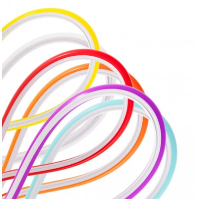 NEON Silikonový profil, povrch bílá/červená/zelená/modrá/žlutá/fialová/růžová/oranžová/červenorůžová/ledově modrá/citrónově žlutá, ohebný, pro instalaci LED pásků šířky max w=8mm, 8x10mm, cena za 1m