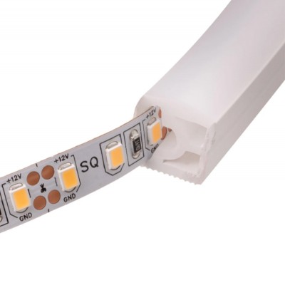 NEON Silikonový profil, stranový, ohebný, hranatý, pro instalaci LED pásků šířky max w=8mm, s příkonem pásku max w=9,6W/m, rozměry 12x12mm, cena za 1m