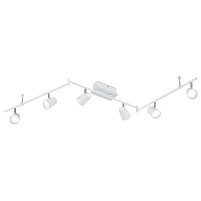 NARCOS Stropní svítidlo, nastavitelný směr svícení, materiál kov, povrch bílá mat, difuzor plast opál, LED 6x6W, teplá 3000K, 6x550lm, 230V, IP20, tř.1, rozměry 1770x100x230mm.