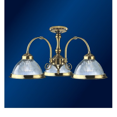 83/30 Stropní svítidlo, lustr,  těleso kov, povrch antická mosaz, stínítko sklo, pro žárovku 3x60W, E27, 230V, rozměry 560x560mm, h=340mm.